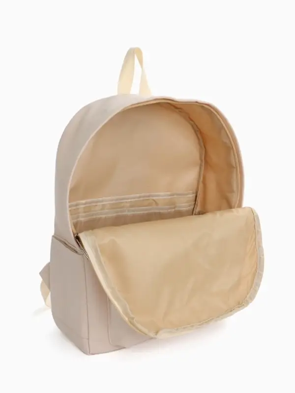 Рюкзак школьный на молнии, с карманами, с принтом, размер 30&times;12&times;38 см, бежевый