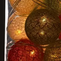 Гирлянда &laquo;Нить&raquo; 5 м с насадками &laquo;Клубки красно-голубые&raquo;, IP20, прозрачная нить, 20 LED, свечение тёплое белое, 220 В