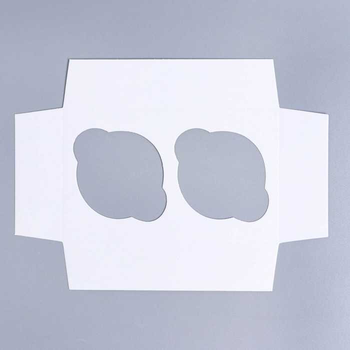 Коробка для капкейков, кондитерская упаковка с окном, 2 ячейки, «Венок», 16 х 10 х 10 см