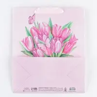 Пакет подарочный ламинированный, упаковка, «Тюльпаны 8 марта», ML 23 х 27 х 11.5 см
