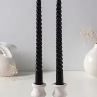 Набор свечей витых 25 см, 2 шт., 57 г, 5 ч, чёрный