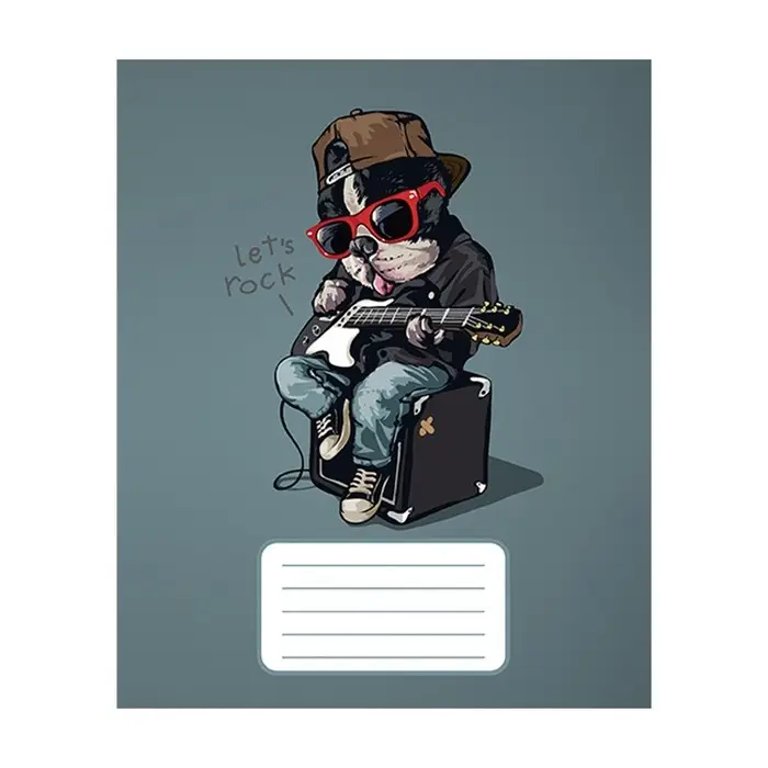 Тетрадь 12 листов в узкую линию Calligrata "Собачий стиль", обложка мелованный картон, ВД-лак, блок офсет, белизна 95%, МИКС