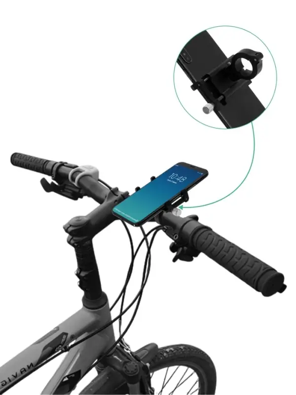 Держатель для телефона на велосипед, алюминиевый, до 185&times;100 мм, чёрный