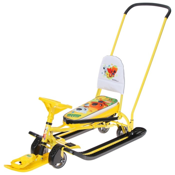 Снегокат с колёсами «Тимка спорт 6 Ми-ми-мишки», с родительской ручкой, со спинкой и ремнём безопасности Снегокат с колёсами «Тимка спорт 6 Ми-ми-мишки», с родительской ручкой, со спинкой и ремнём безопасности