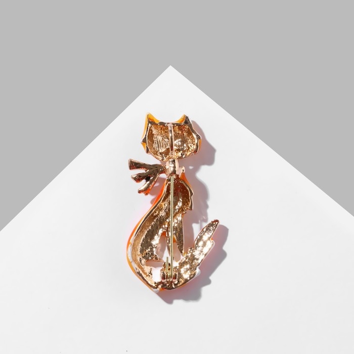 Брошь «Кошечка» с бантиком, цвет жёлтый в золоте Брошь «Кошечка» с бантиком, цвет жёлтый в золоте