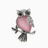 Брошь &laquo;Сова&raquo;, сиреневая в чернёном серебре