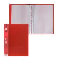 Папка с 20 вкладышами А5, 500 мкм, Calligrata, 9 мм, карман на корешке, красная