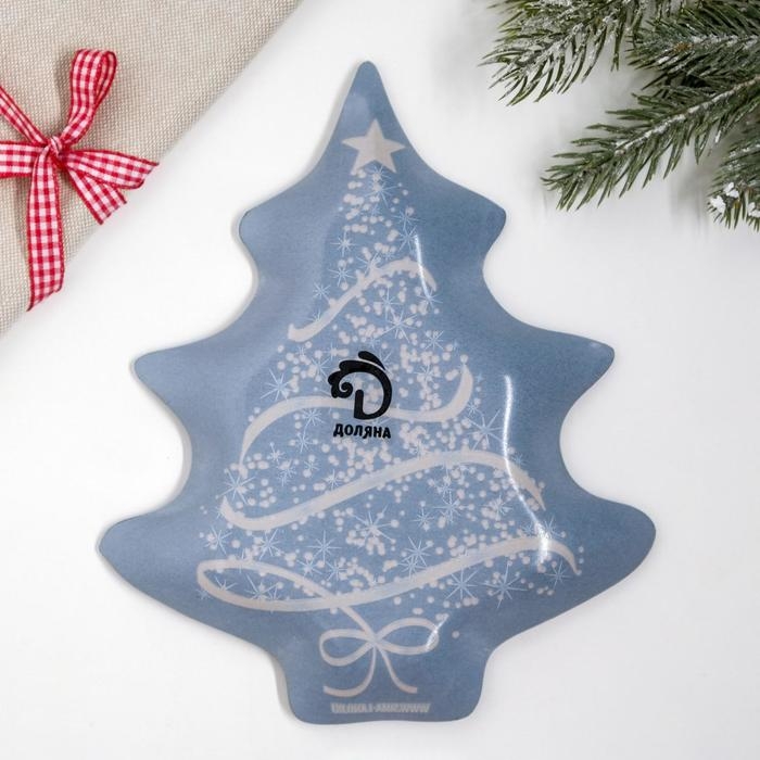 Тарелка в форме ёлки новогодняя Дорого внимание «Ёлочка», 19,5 х 16,5 см, стекло