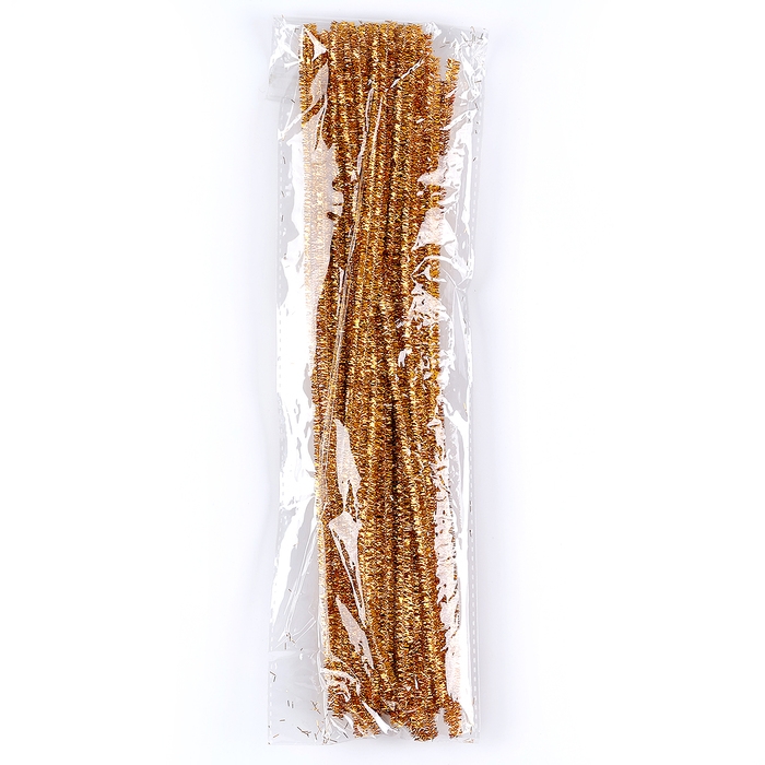 Проволока с ворсом для поделок «Блеск», набор 50 шт, размер 1 шт: 30×0,6 см, цвет золотой