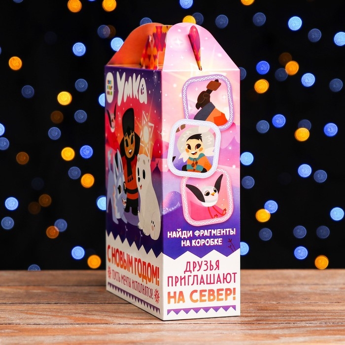 Новый год. Коробка подарочная складная  Новый год. Коробка подарочная складная "Умка" 17 х 7 х 25 см.