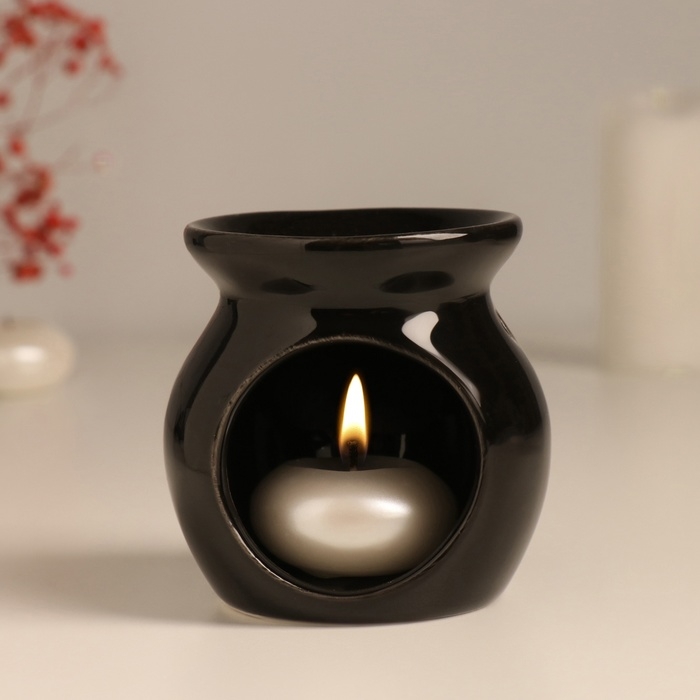 Аромалампа керамика Аромалампа керамика "Д♥м." чёрная 7,2х7,2х7,8 см