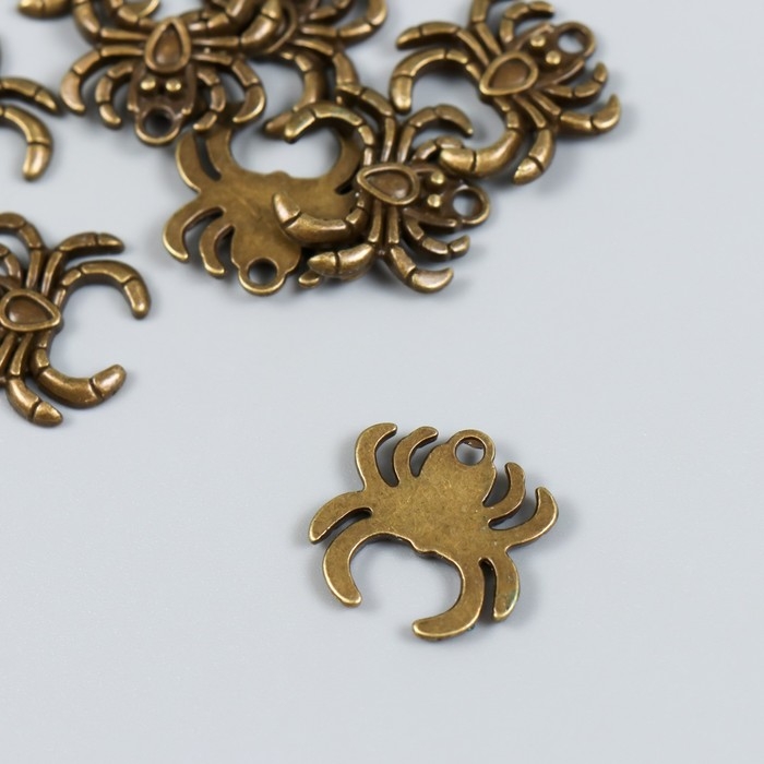 Декор для творчества металл Декор для творчества металл "Паук" набор 10 шт бронза 1,8х1,8 см