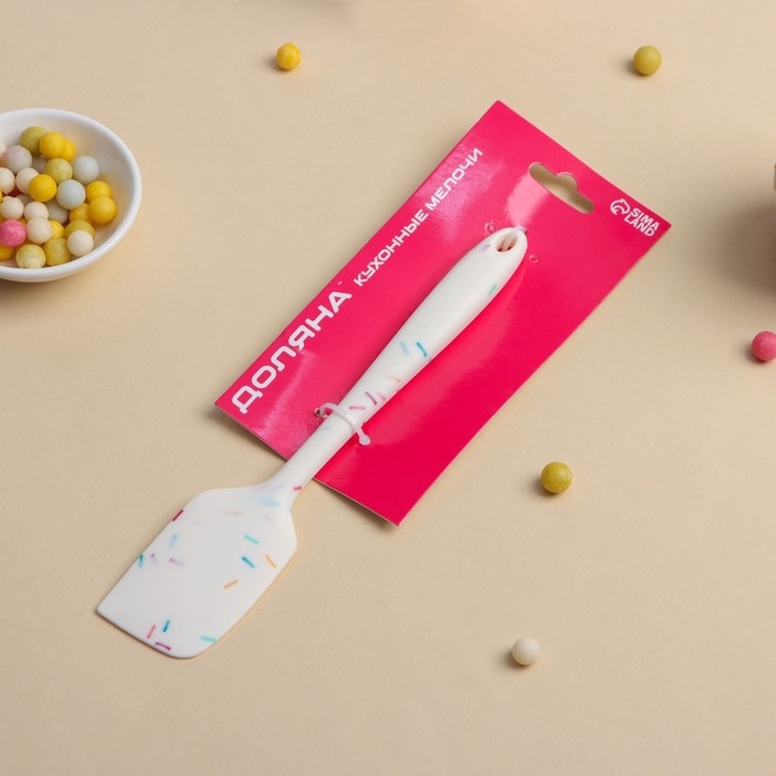 Лопатка Доляна «Конфетти», силикон, 20,5 см, цвет белый Лопатка Доляна «Конфетти», силикон, 20,5 см, цвет белый