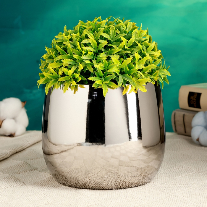 Кашпо  Кашпо "Лайт" серебро, 14х14х12см