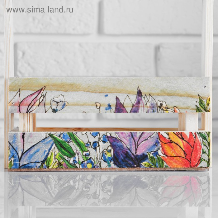 Набор кашпо деревянных подарочных Капоне  Набор кашпо деревянных подарочных Капоне "Полевые цветы", 3 в 1, ручка