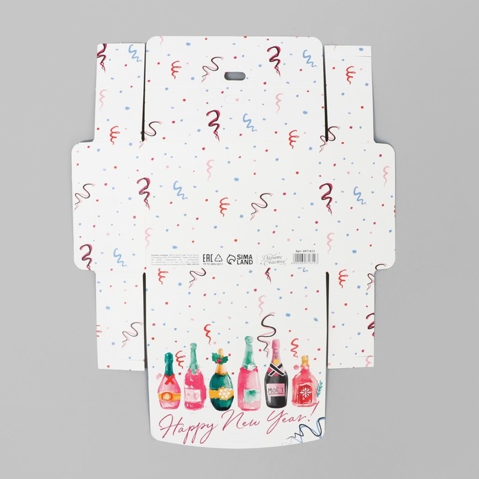Коробка подарочная новогодняя складная «Шампанское», 16.5 х 12.5 х 5 см, БЕЗ ЛЕНТЫ, Новый год Коробка подарочная новогодняя складная «Шампанское», 16.5 х 12.5 х 5 см, БЕЗ ЛЕНТЫ, Новый год