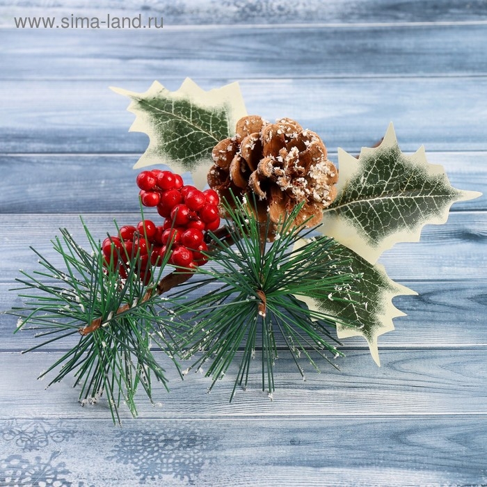 Декор  Декор "Зимние грезы" калина красная шишка в снегу 20 см