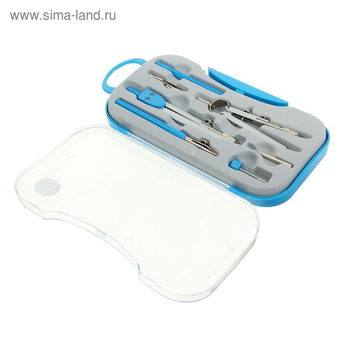 Готовальня 7 предметов (2 циркуля, 2 рейсфедера, 2 удлинителя, грифель, центрик), в пластиковом пенале Готовальня 7 предметов (2 циркуля, 2 рейсфедера, 2 удлинителя, грифель, центрик), в пластиковом пенале