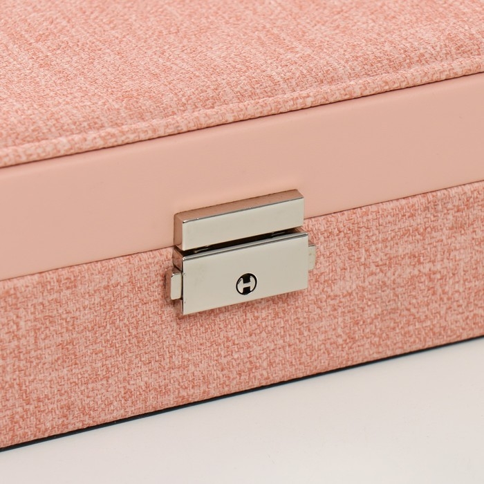 Шкатулка кожзам для украшений  Шкатулка кожзам для украшений "Розовая" комбинированная 26,7х18,5х7,5 см