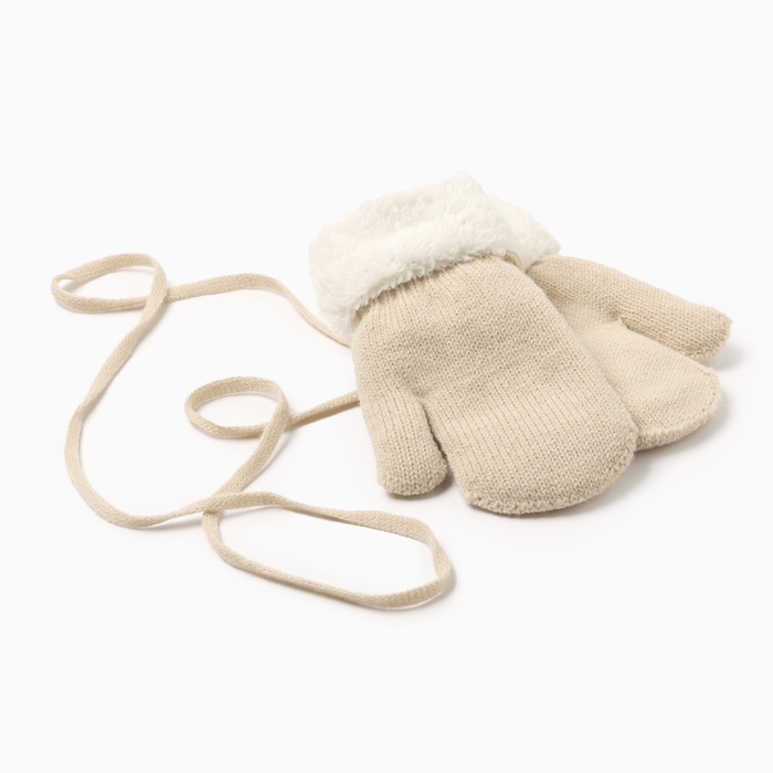 Варежки детские на иск.меху MINAKU с отворотом 15 см беж Варежки детские на иск.меху MINAKU с отворотом 15 см беж