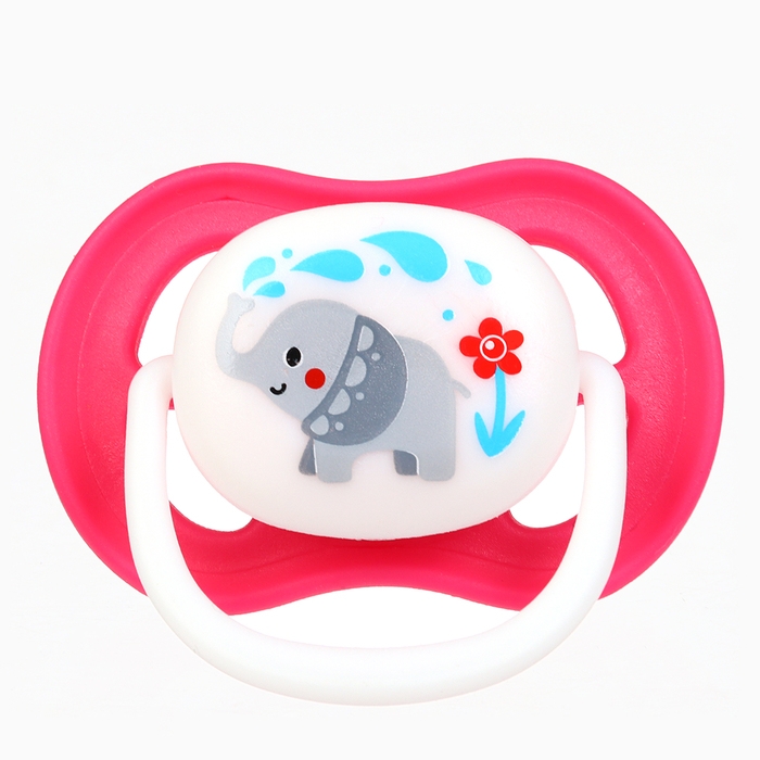 Набор: Соска - пустышка с держателем «Слоник», анатомическая +6 мес, цвет розовый Набор: Соска - пустышка с держателем «Слоник», анатомическая +6 мес, цвет розовый