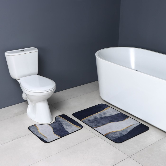 Коврики для ванной и туалета Доляна «Вега», 2 шт: 50×80 см, 50×40 см