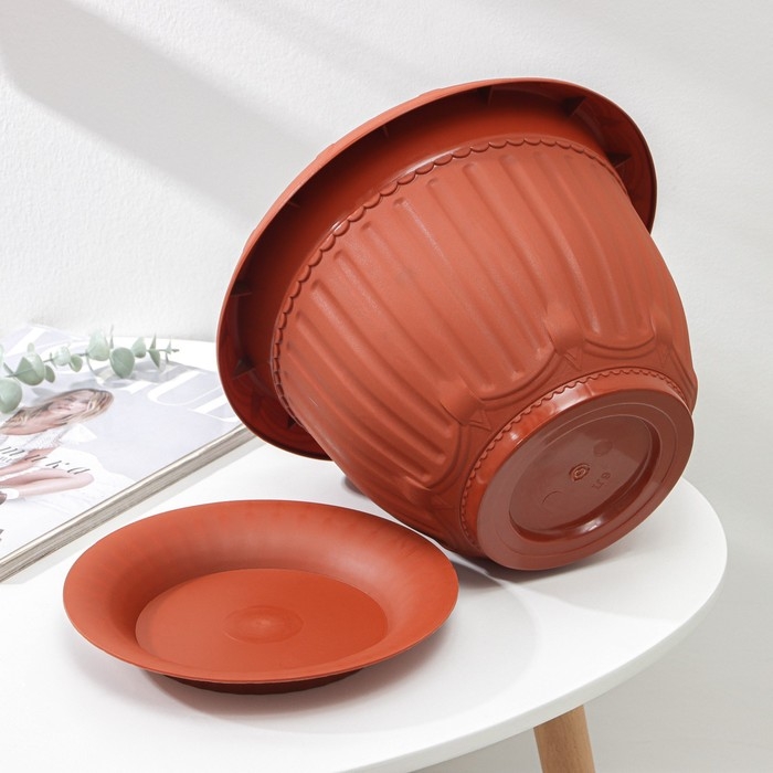 Горшок с поддоном «Байкал», 6 л, цвет терракотовый Горшок с поддоном «Байкал», 6 л, цвет терракотовый