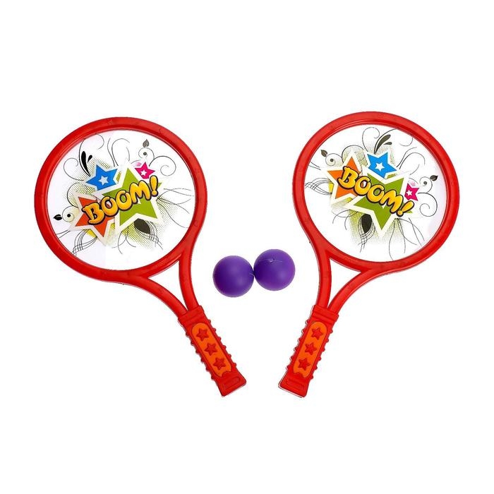 Набор для тенниса «Бум!», 2 ракетки, 2 мяча, цвета МИКС Набор для тенниса «Бум!», 2 ракетки, 2 мяча, цвета МИКС