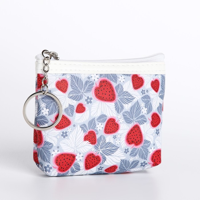 Кошелёк женский на молнии, цвет белый/серый/красный Кошелёк женский на молнии, цвет белый/серый/красный