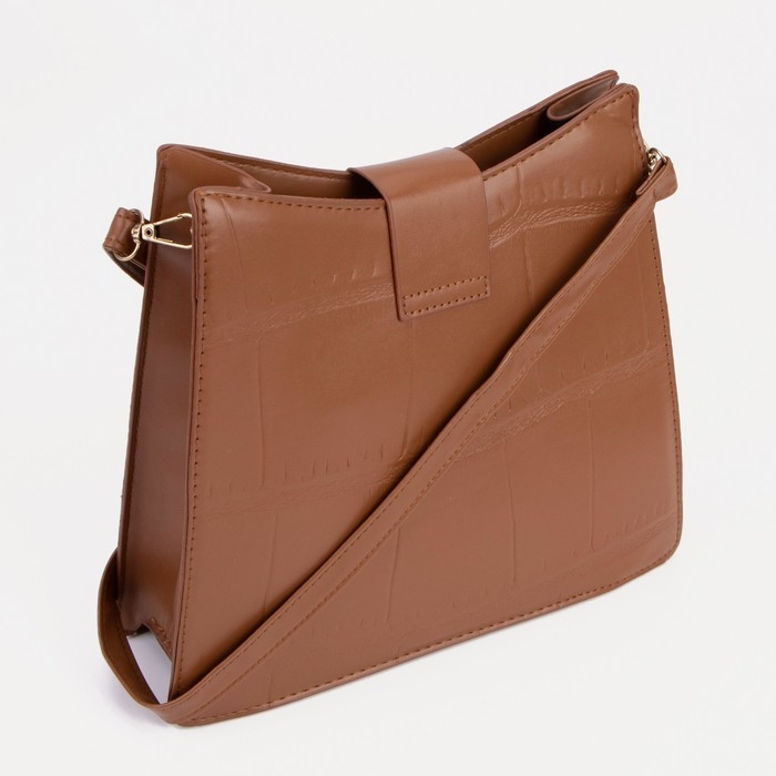 Сумка кросс-боди, отдел на магните, длинный ремень, цвет светло-коричневый Сумка кросс-боди, отдел на магните, длинный ремень, цвет светло-коричневый