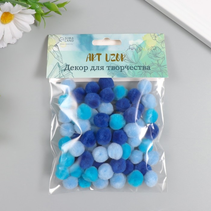 Декор для творчества "Помпончики. Голубое небо" d=1,3 см набор 70 шт