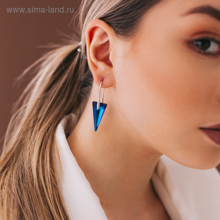 Серьги со стразами &laquo;Сияние льда&raquo;, цвет синий в серебре