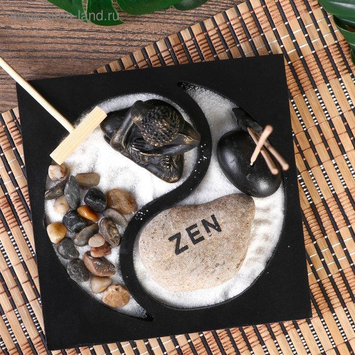 Сад камней Дзен  Сад камней Дзен "Будда инь-ян" песок+камни+аромапалочка 10х15х15 см