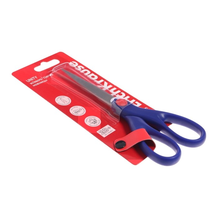 Ножницы ErichKrause Unity, 16 см, лезвия из нержавеющей стали, дугообразная форма, ударопрочный пластик, синие, блистер Ножницы ErichKrause Unity, 16 см, лезвия из нержавеющей стали, дугообразная форма, ударопрочный пластик, синие, блистер