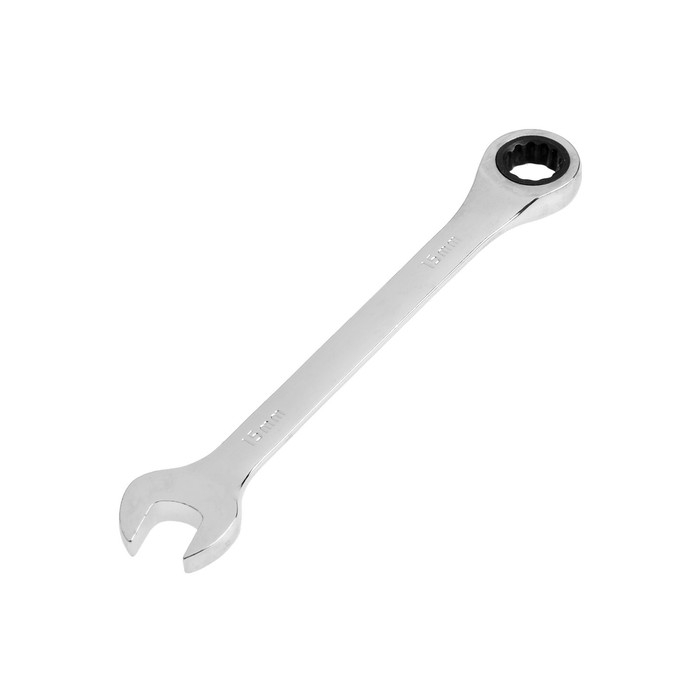Ключ комбинированный трещоточный ТУНДРА, CrV, полированный, 72 зуба, 15 мм Ключ комбинированный трещоточный ТУНДРА, CrV, полированный, 72 зуба, 15 мм