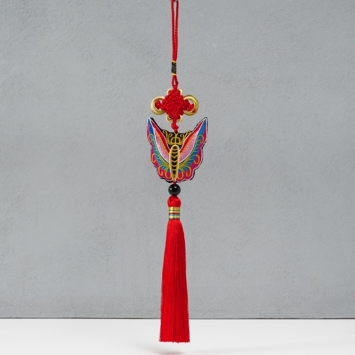 Подвеска текстиль Подвеска текстиль "Бабочка" красная 2х6,5х27 см