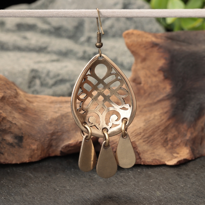 Серьги-амулет Серьги-амулет "Сердечный узел", латунь