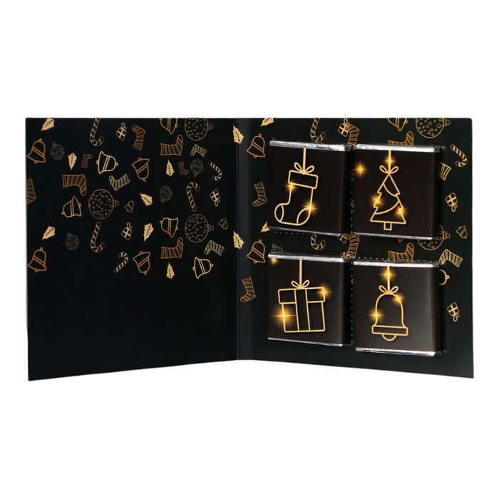 Новый год. Шоколадная открытка  Новый год. Шоколадная открытка "Золотые узоры", 4 шт х 5 г