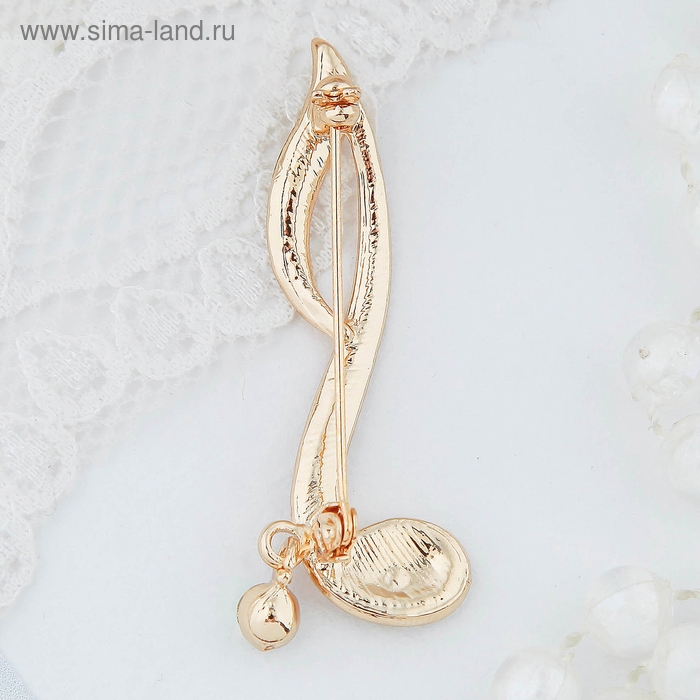 Брошь «Нота», цвет белый в золоте Брошь «Нота», цвет белый в золоте