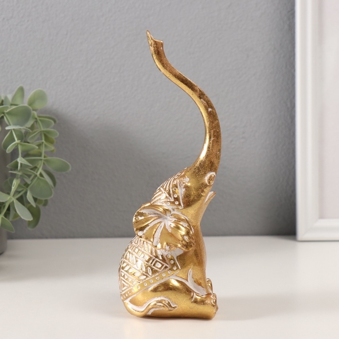 Сувенир полистоун Сувенир полистоун "Слон. Индейские узоры" золото 7х6,5х19 см