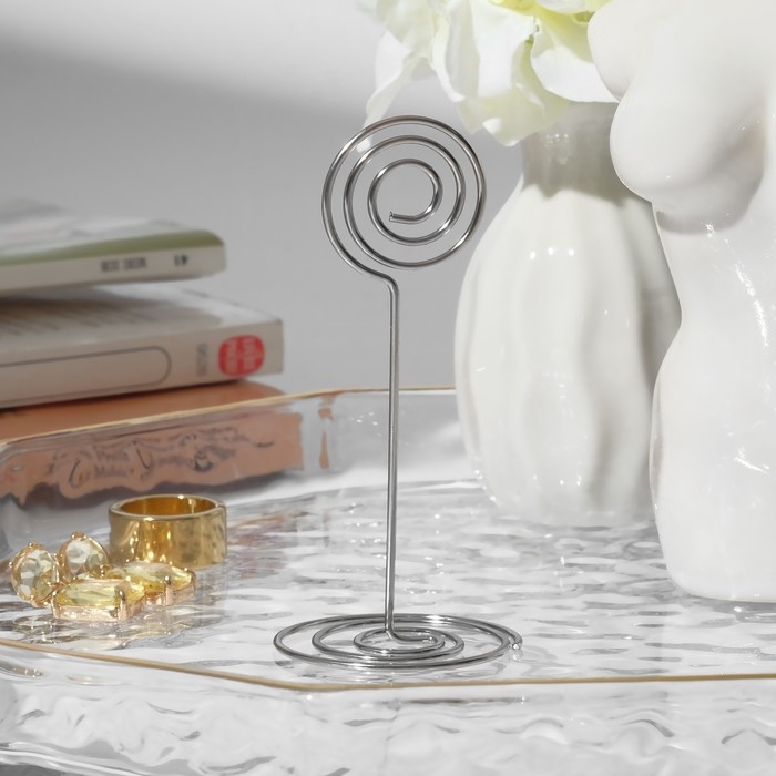 Ценникодержатель с зажимом «Круг», 3,3×3,3×8,3 см, цвет серебро