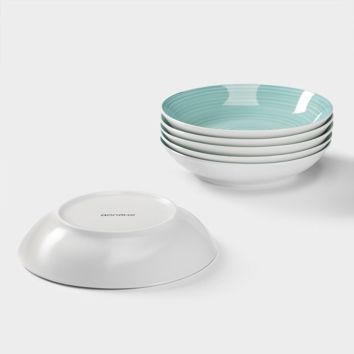 Набор тарелок глубоких Доляна «Палитра», 6 предметов, 700 мл, 20,2×20,2×4,2 см, цвет бирюзовый Набор тарелок глубоких Доляна «Палитра», 6 предметов, 700 мл, 20,2×20,2×4,2 см, цвет бирюзовый