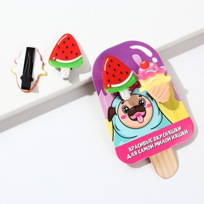 Заколки для волос детские «Красивые вкусняшки», 2 шт, 3 х 1,5 см Заколки для волос детские «Красивые вкусняшки», 2 шт, 3 х 1,5 см