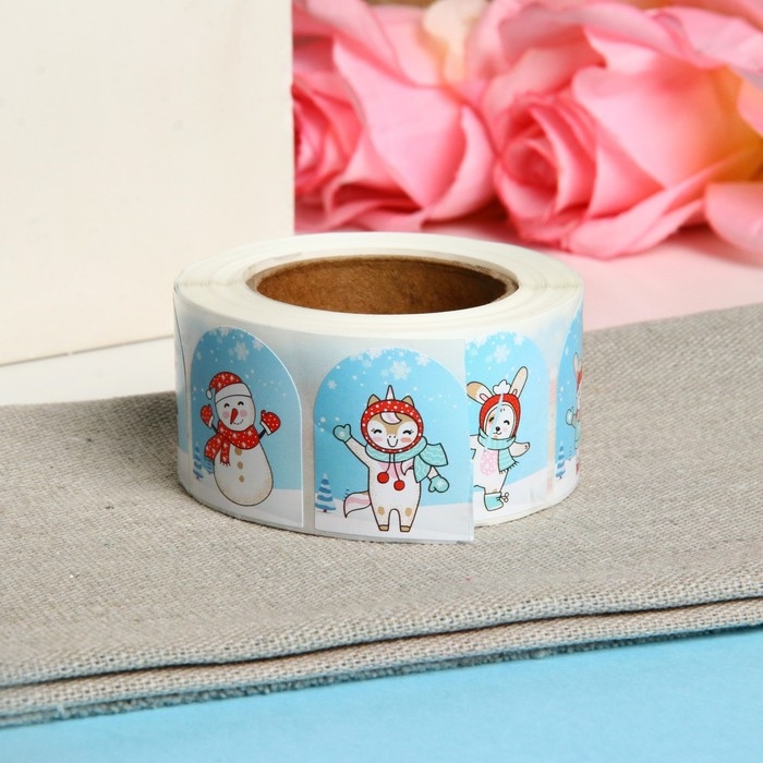 Новый год. Наклейки в рулоне Новый год. Наклейки в рулоне "Каток", 500 шт, 3,5 х 2,5 см