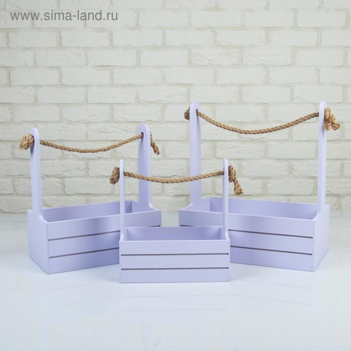 Набор кашпо деревянных 3 в 1 (29×18×33; 25×15×30; 21×12×23)  Набор кашпо деревянных 3 в 1 (29×18×33; 25×15×30; 21×12×23) "Аром", лаванда