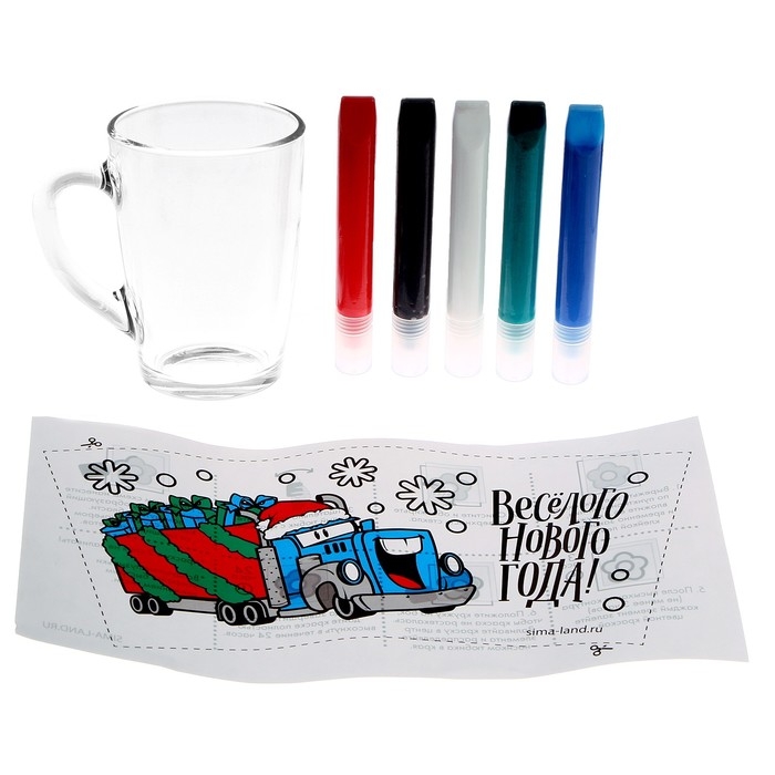 Кружка под раскраску витражными красками на новый год «В ожидании подарков», новогодний набор для творчества Кружка под раскраску витражными красками на новый год «В ожидании подарков», новогодний набор для творчества