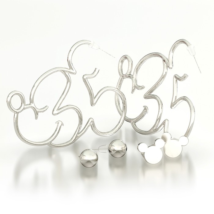 Серьги из металла, 3 пары, бижутерия, Минни Маус Серьги из металла, 3 пары, бижутерия, Минни Маус