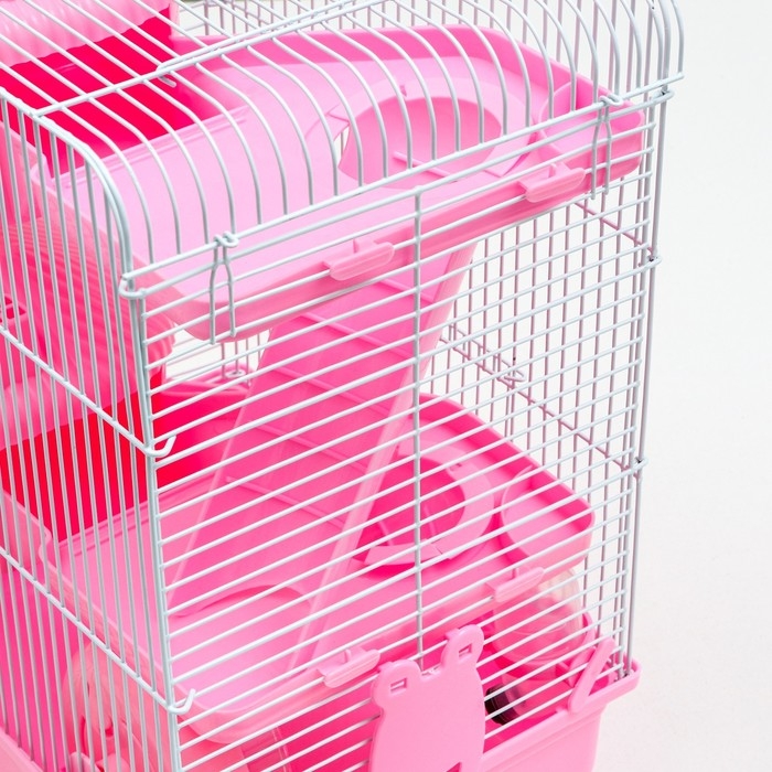 Клетка для грызунов Клетка для грызунов "Пижон", трёхэтажная с наполнением 31 х 24 х 40 см, розовая