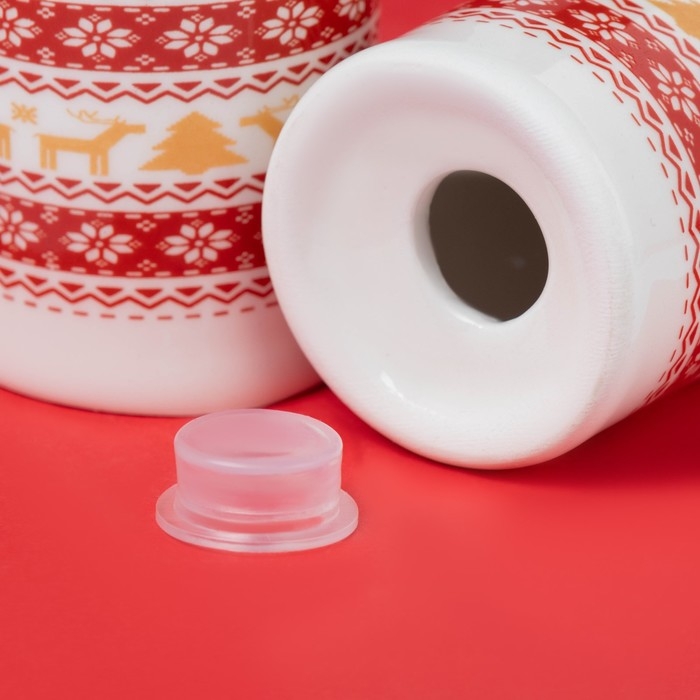 Новогодний набор для специй Доляна «Финский лес», 2 предмета: солонка 50 мл, перечница 50 мл, керамика, цвет белый Новогодний набор для специй Доляна «Финский лес», 2 предмета: солонка 50 мл, перечница 50 мл, керамика, цвет белый