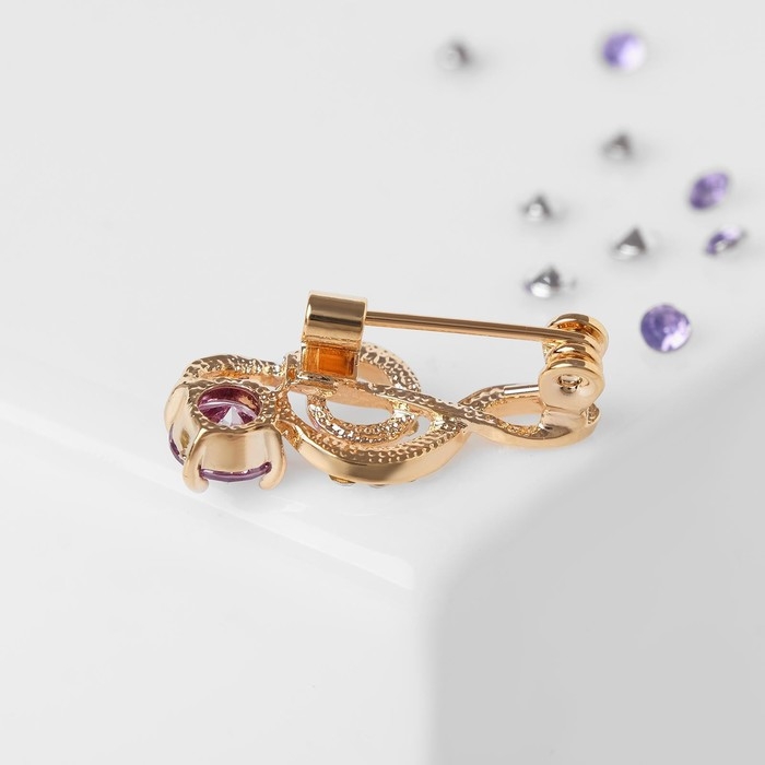 Брошь «Скрипичный ключ» мини, вдохновение, цвет бело-фиолетовый в золоте Брошь «Скрипичный ключ» мини, вдохновение, цвет бело-фиолетовый в золоте